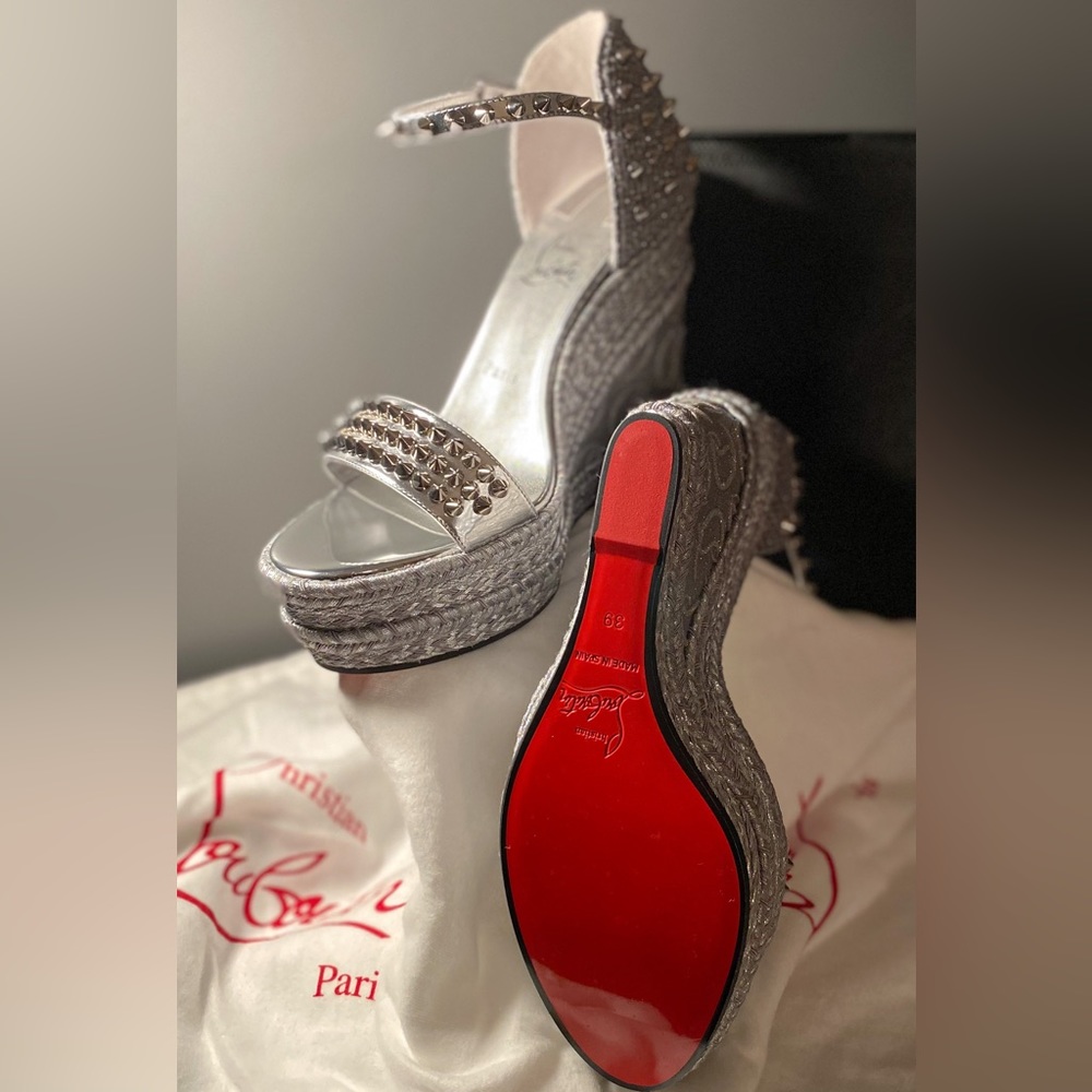 Madmonica Studded Wedge Sandals Silver Size 39 (9) (NWT)